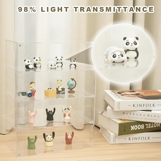 4 Shelf Clear Acrylic Display Case with Lock and Keys, Locking Display Cases for Collectibles, Acrylic Display Cabinet with Shelves for Collectibles Office Retail Store11.8 X 5.9 X 15.7 Inch