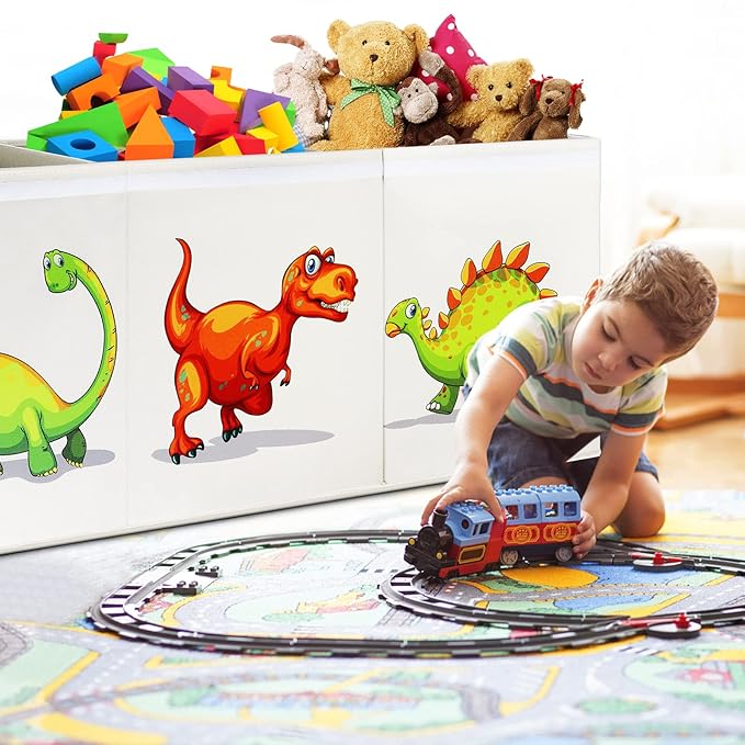 HOMEMARVEL Toy Chest for Boys, Storage Bins for Toys, Toy Box for Boys, Kids Toy Storage Bins, Sturdy & Foldable, Removable Divider, Large Storage Containers for Playroom, Bedroom, Closet, Home