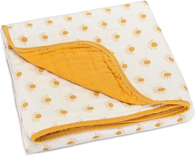 Parker Baby Muslin Blanket | 100% Soft Cotton Toddler Quilt & Baby Muslin Swaddle | Gender Neutral Design 47" x 47" Blanket