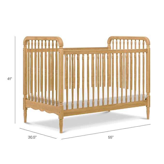 Namesake Liberty 3-in-1 Convertible Baby Crib w/Wooden Toddler Bed and Daybed Conversion - Durable, Easy to Assemble & GREENGUARD Gold Certified - 4 Adjustable Mattress Heights - Honey