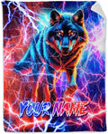 Custom Boys Blanket Gifts Wolf Throw Blankets for Toddler, Boys - Personalized Cozy Fuzzy Animals Flannel Stuff for Couch, Office & Travel