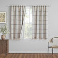 MYSKY HOME 100% Blackout Plaid Linen Curtains 45 Inches Long Double Layer Farmhouse Thermal Insulated Checkered Print Drapes with Rod Pocket Back Tab for Small Window, 2 Panels, 52" Wide, Black