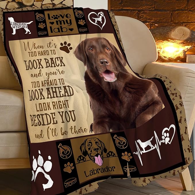 Labrador Blanket for Girls Boys Chocolate Retriever Throw Blankets Soft Cozy Warm Fuzzy Fleece Bedding Flannel Dog Throws Stuffed Animal Gifts for Labrador Lovers Kids Men Women Bedroom Decor 60"x50"