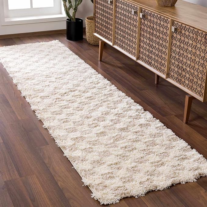 Hauteloom Atira Living Room, Bedroom Area Rug - Contemporary - Plush Pile - Cream, Light Beige, Light Brown - 7'10" Round
