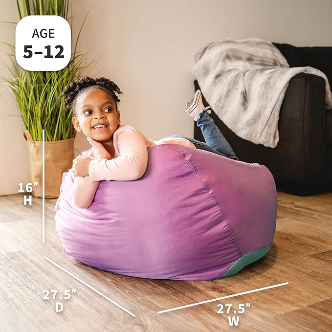 Big Joe Classic Bean Bag Chair for Kids Bedroom and Reading Nook, Easy-Clean Radiant Orchid, Durable Nylon Polyester Blend, 2 feet Refillable