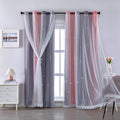 XiDi Grey and Pink Blackout Curtains for Girls Bedroom 54 Inch Length 2 Panels Rainbow Kids Grommet Window Drapes for Nursery Living Room Decro Princess Unicorn Wall Decals Pink Grey 34 Inches Wide