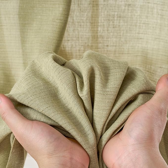 jinchan Linen Blend Curtains 96 inch Length 2 Panels for Bedroom Living Room, Floor to Ceiling 50 inch Wide Farmhouse Drapes with Rod Pocket Back Tab(50W x 96L, Sage Green)