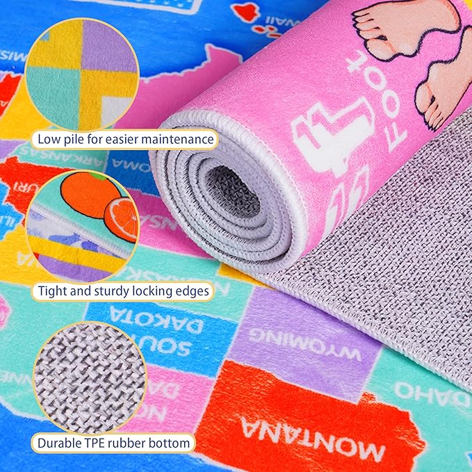 Kids Rugs for Playroom - Soft & Non-Slip 4x5 Feet Educational Rug for Learning ABC Alphabet, Numbers, Shapes & Map, Washable Classroom Rug for Toddler Nursery & Kids Room Decor