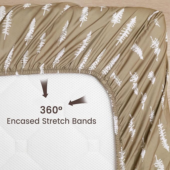 PHF 3 Pack Soft Woodland Crib Sheets Fitted, Silky Comfy Breathable Baby Sheets for Boys Girls Neutral, 28x52 Inches Fits Standard Crib and Toddler Mattresses, Woodland