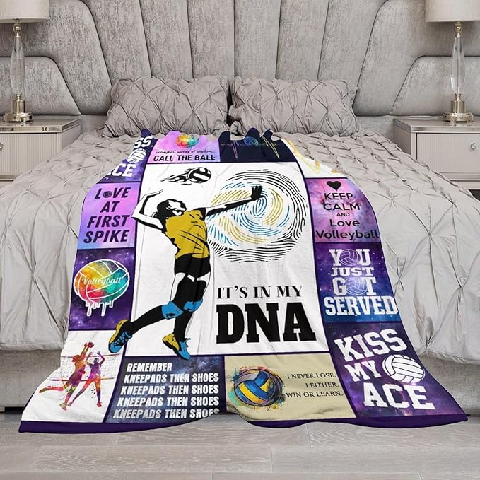 Volleyball Blanket Volleyball Gifts for Girls Boys Woman Kids Lover Sport Throw Blankets Soft Blanket Warm Fleece Flannel Plush Blankets for Bed Sofa Couch 60"x80"