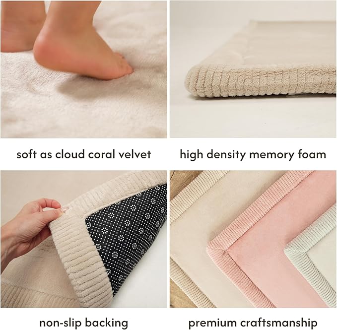 Hakuna Matte Premium Baby Play Mat 60”x 80” Beige – Cloud-Soft Coral Velvet Memory Foam Rug for Crawling & Play – Non-Slip, Water-Resistant, Care Tummy Time Mat – Non-Toxic Padded Playmat