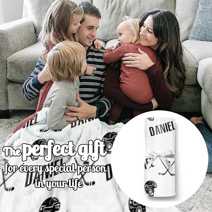Custom Hockey Baby Name Blanket: Personalized Baby Essentials for Boys and Girls - Birthday Gift for Hockeys Lovers - Soft Fluffy Warm Skin Blankets 50x60inch