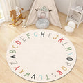 Children's Round Play Rug,3ft,ABC Letter Educational Rug, Soft and Fluffy Imitation Cashmere Rug, Non-Slip Washable Floor Mat for Children's Room, Suitable for Nursery, Classroom, Playroom