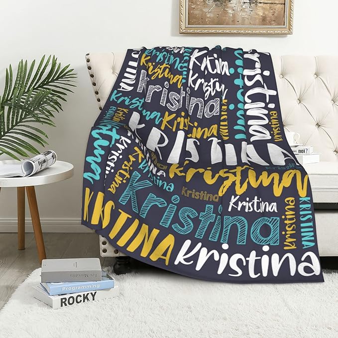 Dr.TOUGH Personalized Blankets with Name Customized Baby Blankets for Girls Boys Adults Monogrammed Blankets and Throws Christmas Birthday Mothers Fathers Valentines Day Gift (Black,30''×40'')