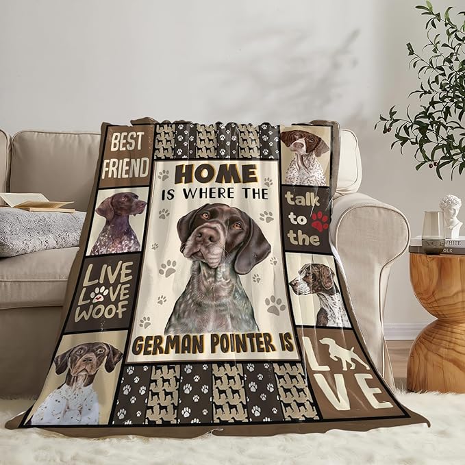 Tijuboni German Shorthaired Pointer Throw Blanket Dog Gifts for Girls Boys Women Men Kids Adults Soft Flannel Fleece Blanket for Couch Sofa Bed Home Decor 60"x80"