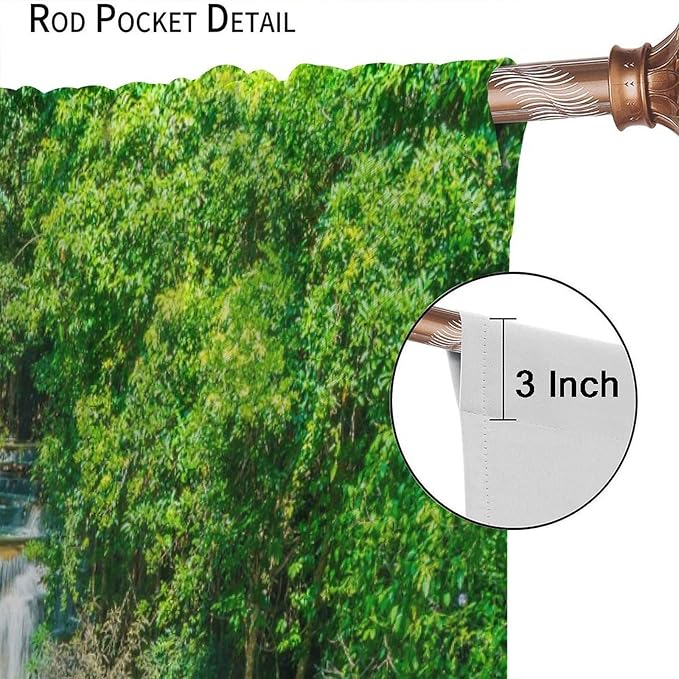 Scenic Nature Blackout Curtains, Natural Falls Landscape Forest Tree Waterfall Scenery Window Drapes, for Bedroom Living Room 72" W X 63" L