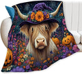 Tijuboni Highland Cow Pumpkin Throw Blanket for Girls Boys Women Men Kids Adults Soft Flannel Fleece Blanket for Couch Sofa Bed Home Decor 60"x80"