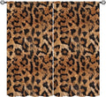 Leopard Print Window Curtains, Animal Fur Skin Brown Farmhouse Wild 3D Rustic Safari Theme Window Treatments for Kids Bedroom Living Room 72" W X 63" L