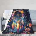 Dream Catcher Blanket Floral Feather Decor Throw Blanket Super Soft Flannel Lightweight Fluffy Plush Cozy Fuzzy Fleece Gifts Blanket for Girl Woman Man Boys Kids Adults for Bed Sofa 60"X80"