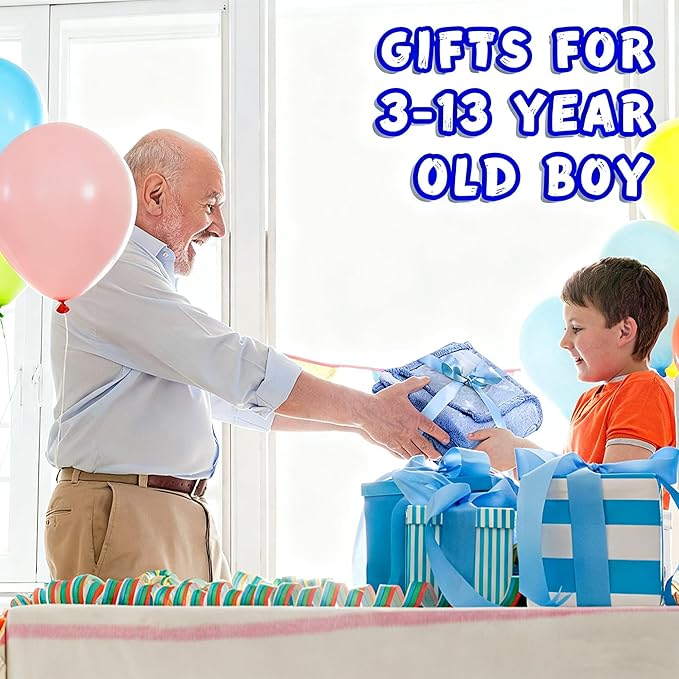inhand Blue Space Toys Glow in the Dark Stars Blanket Birthday Gifts for Boys Cute Kids Blanket and Funny Space Planet Moon Galaxy Room Decor for Age 3 4 5 6 7 8 9 10 11 12 13 Year Old (40''x60''Blue)