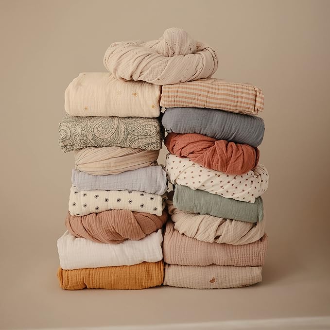 mushie Extra Soft Muslin Fitted MINI Crib Sheet | 24"x 38" (Natural Stripe)