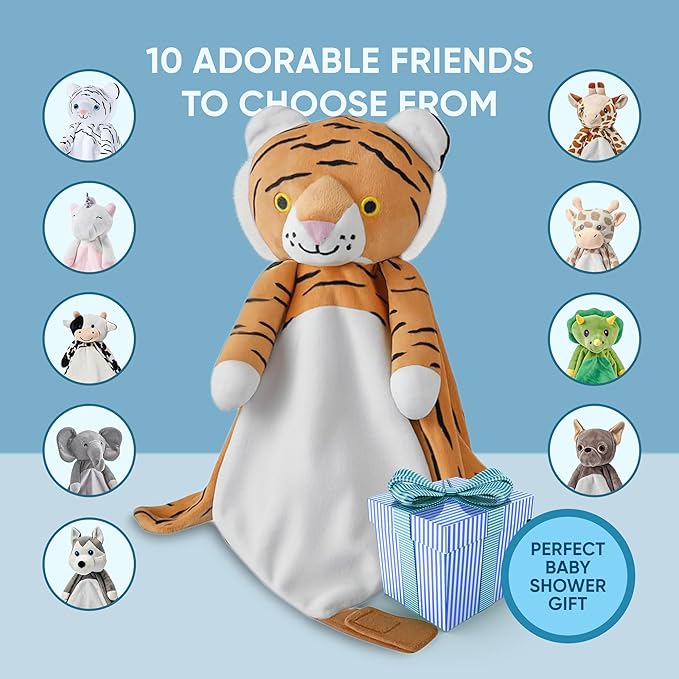 4-in-1 Sound Machine, Baby Lovey, Blanket - White Noise & Lullaby Plush Tiger - Calms & Reduces Wakeups, Helps Toddler Sleep Longer - Proven Sleep Aid -Musical BPA-Free, Machine Washable Newborn Gift