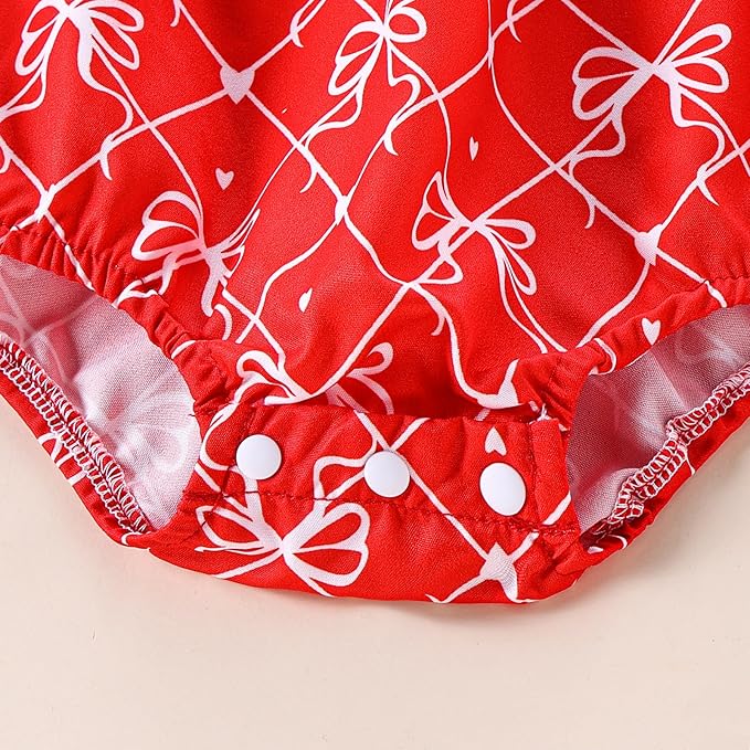 Newborn Baby Girl Romper Mamas Mini Bow Plaid Print Puff Sleeve Smocked Bubble Romper Jumpsuit Bodysuit Clothes