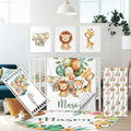 Personalized Baby Crib Bedding Set, 5 Pcs Custom Name Baby Crib Set, Double Layer Nursery Bedding Sets for Girls, Baby Boys Farm Animals Crib Bedding Set, Infant Toddlers Customized Gifts