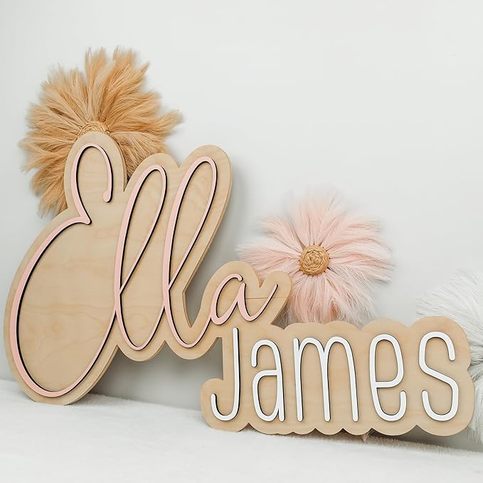 Hickory Hollow Designs Wooden Name Signs, Baby Name Sign, Name Signs for Kids Room, Custom Plaque, (Kason Laine)