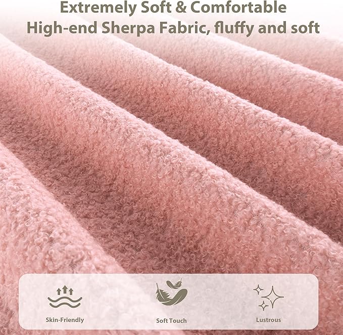Senfot Pink Twin Kids Bed Frame with Upholstered Headboard, Low Profile Sturdy Platform Bed with Soft Boucle Fabric for Girls and Boys, Heavy Duty, Wooden Slats, Noise Free, No Box Spring Needed