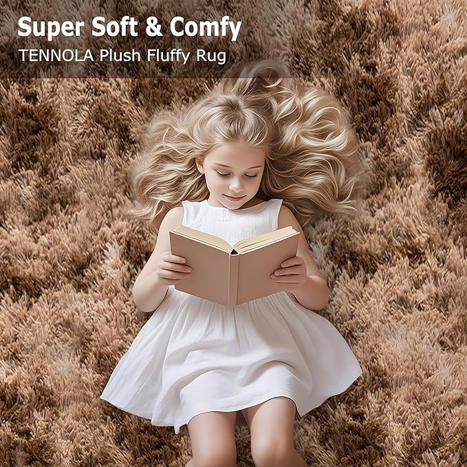 2x6 ft Soft Brown Runner Rugs for Bedroom Living Room Plush Fluffy Rug Shag Rug Carpet Non Slip Washable for Nursery Dorm Fuzzy Bedside Rug Runner for Kids Girls Room Home Decor