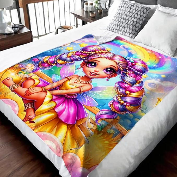 Girls Blanket Gift, Fairy Throw for Toddler Kids 40x50 Inches Soft Cozy Cute Decor Throw Blankets for Sofa Couch Bed Travel Cute Daughter Gift