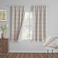 MYSKY HOME 100% Blackout Brown Plaid Linen Curtains 63 Inches Long Checkered Double Layer Farmhouse Thermal Insulated Print Drapes with Rod Pocket Back Tab for Living Room Bedroom, 2 Pcs, 52" Wide