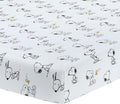 Lambs & Ivy Classic Snoopy 100% Cotton White/Black Fitted Baby Crib Sheet