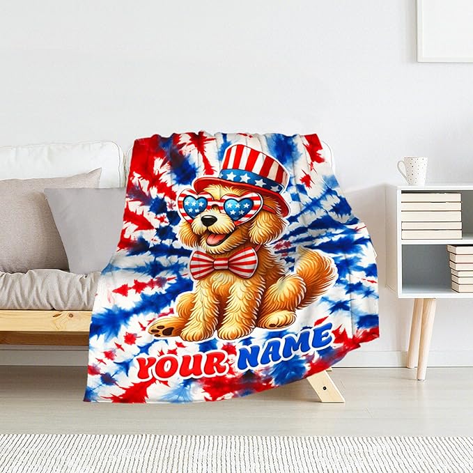 Personalized Blanket for Girls - 50" x 60" Inches Cute Dog Blankets for Teens - Golden Retriever Cozy Plush Throw for Sofa, Home