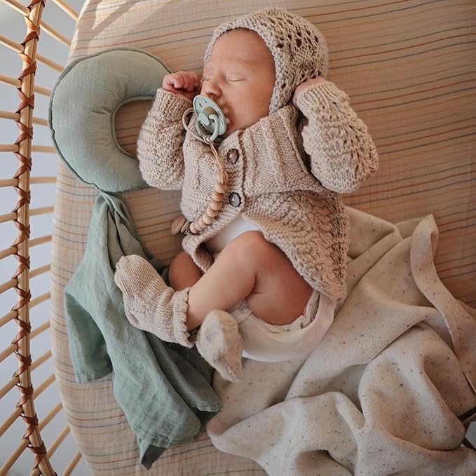 mushie Moon Security Blanket | Baby Lovey | 100% Organic Muslin Cotton (Tradewinds)