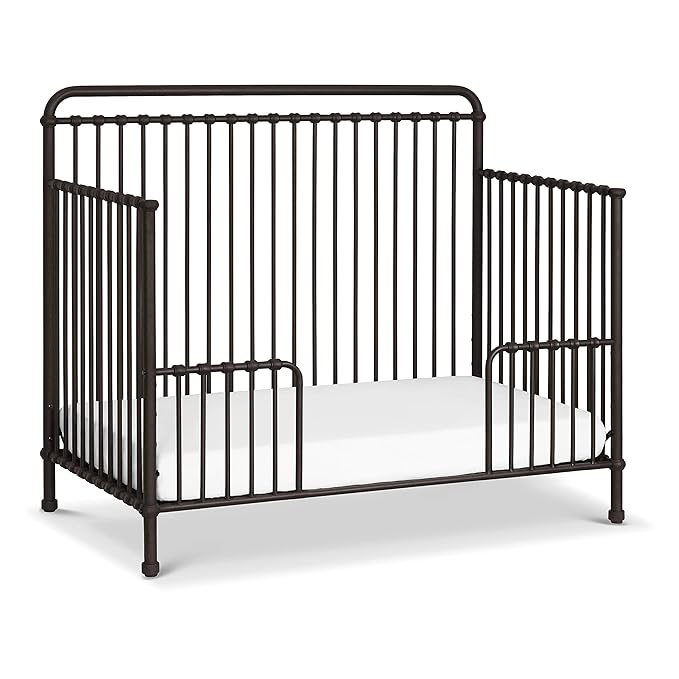 Namesake Winston 4-in-1 Metal Baby Crib Convertible to Toddler Bed & Daybed & Full-Size Bed - GREENGUARD Gold Certified - 4 Adjustable Mattress Heights - Conversion Kit Sold Separately - Vintage Iron