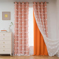 MYSKY HOME Nursery Curtains for Girl Bedroom Orange Curtains 72 Inches Long Pom Pom White Sheer Curtains for Kids Room Double Layer Toddler Bedroom Grommet Room Darkening Window Panels 52 x 72 in