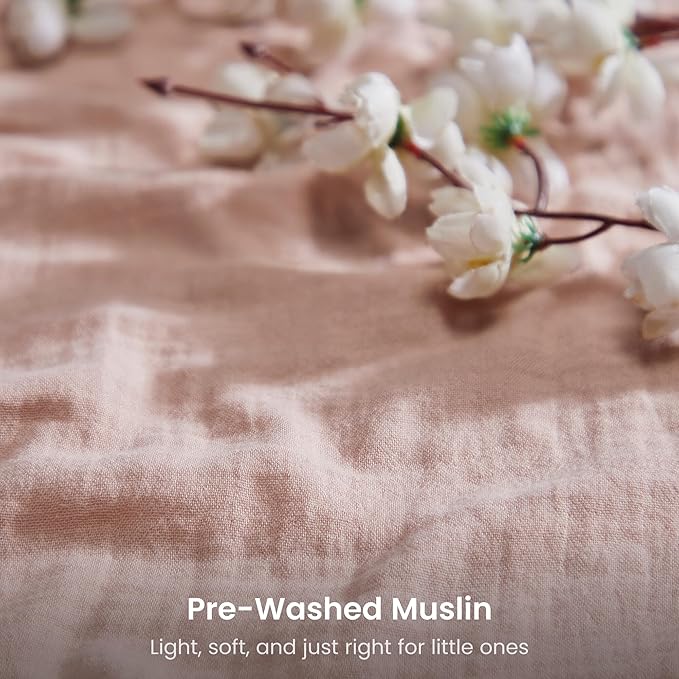 Bioweaves Organic Cotton Muslin Mini Crib Sheet, GOTS Certified Fitted Mini Crib Mattress Sheet, Extra Soft & Breathable for Toddler, Baby Boys & Girls, 38" x 24", 5 Inch Pocket, Dusty Pink