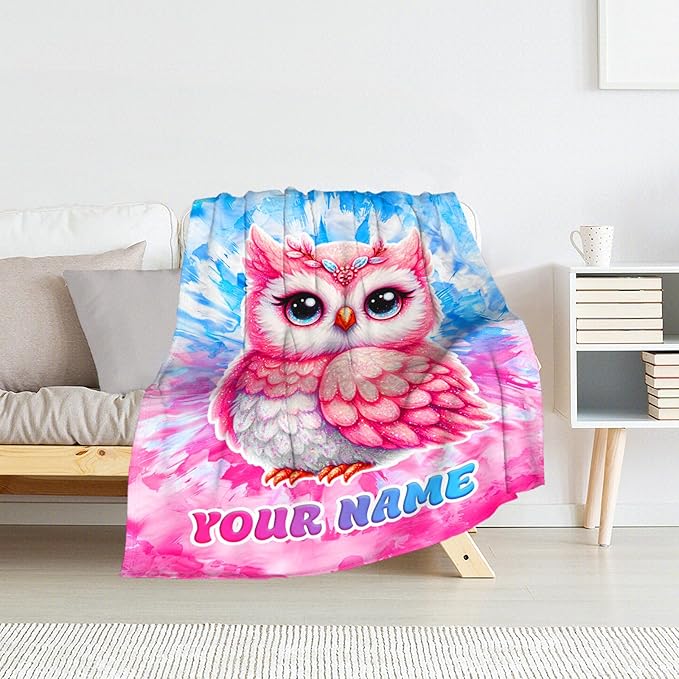 Custom Owl Gifts for Women - Adults Throw Blanket for Girls - 60" x 80" Inches Warm Comfortable Blankets Stuff for Sofa, Chair, Living Room