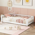 Twin Size Kids Montessori Floor Bed,Twin Floor Bed Frame with Slats,Solid Wood Twin Bed Frame for Girls Boys,White