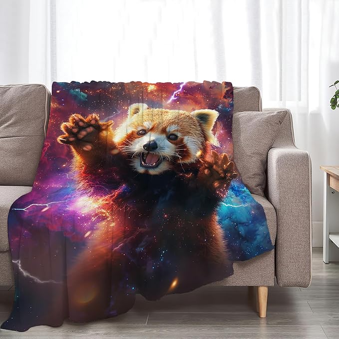 Lesser Panda Blanket Funny Red Panda Gifts for Girls Boys Woman Kids Galaxy Animal Lover Throw Blankets Soft Blanket Warm Fleece Flannel Plush Blankets for Bed Sofa Couch 50"x60"