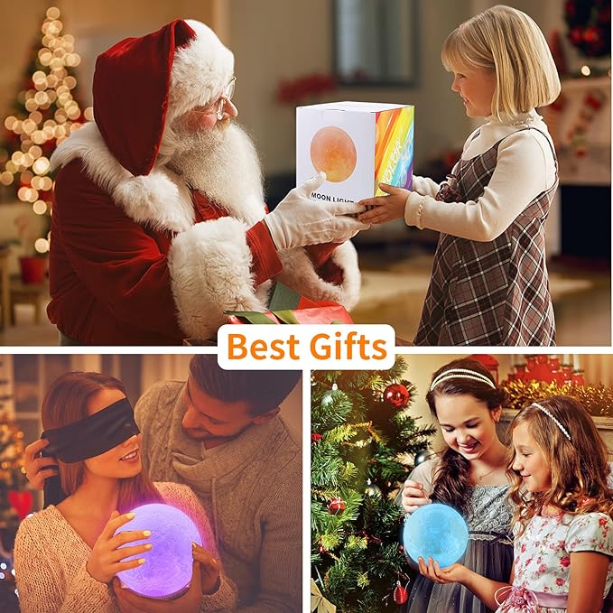 GDPETS Moon Lamp, 16 Colors Moon Night Light with Stand & Remote &Touch Control and USB Rechargeable Decorative Light Up Moon Lamp for Baby Kids Lover Birthday Party Gifts(4.8 inch)