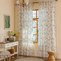 ENJOYBRIDAL Blue Floral Curtains 96 Inches Bedroom Cute Drapes Rod Pocket Boho Semi Sheer Long Window Curtain Panels Rustic Living Room Farmhouse 2 Panels Vintage Window Treatments