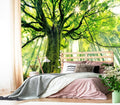 XMPMBM-Green Forest backsplash Large Decorative Wallpaper Large Tree Bedroom Bathroom Wall Mural- W 154" X H 105"（112 Square Foot）