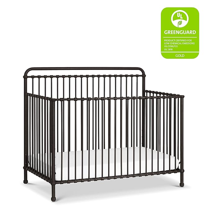 Namesake Winston 4-in-1 Metal Baby Crib Convertible to Toddler Bed & Daybed & Full-Size Bed - GREENGUARD Gold Certified - 4 Adjustable Mattress Heights - Conversion Kit Sold Separately - Vintage Iron