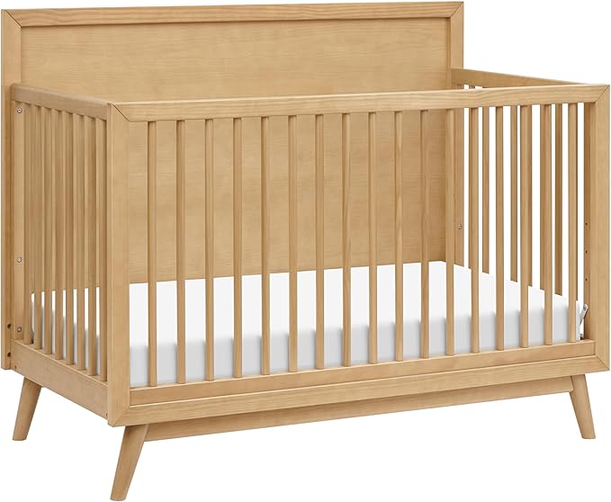 babyletto Palma 4-in-1 Convertible Crib with Toddler Bed Conversion Kit in Honey, Greenguard Gold Certified