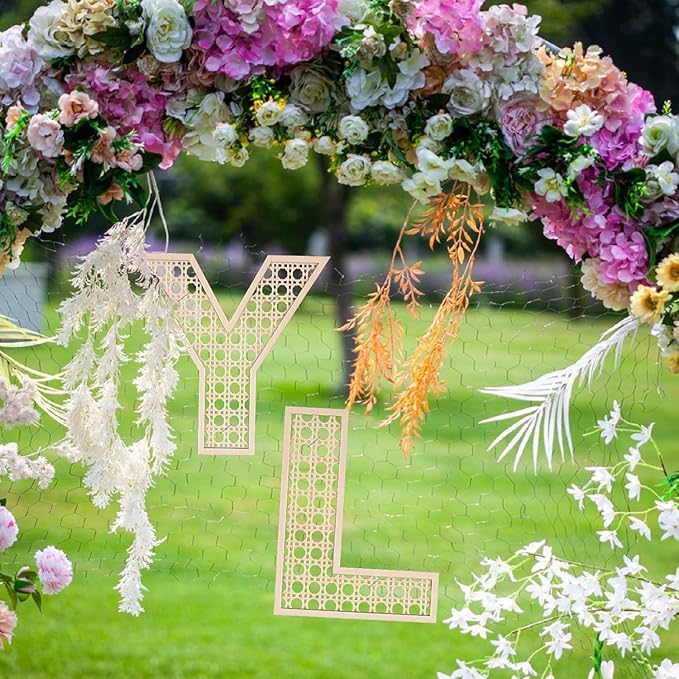 Wooden Rattan Letters 8 inch Wood Letters E for Wall Decor Crafts Boho Nursery Decor for Baby Shower Wedding Bedroom Name Signs Large Rustic Letter Home Decoration