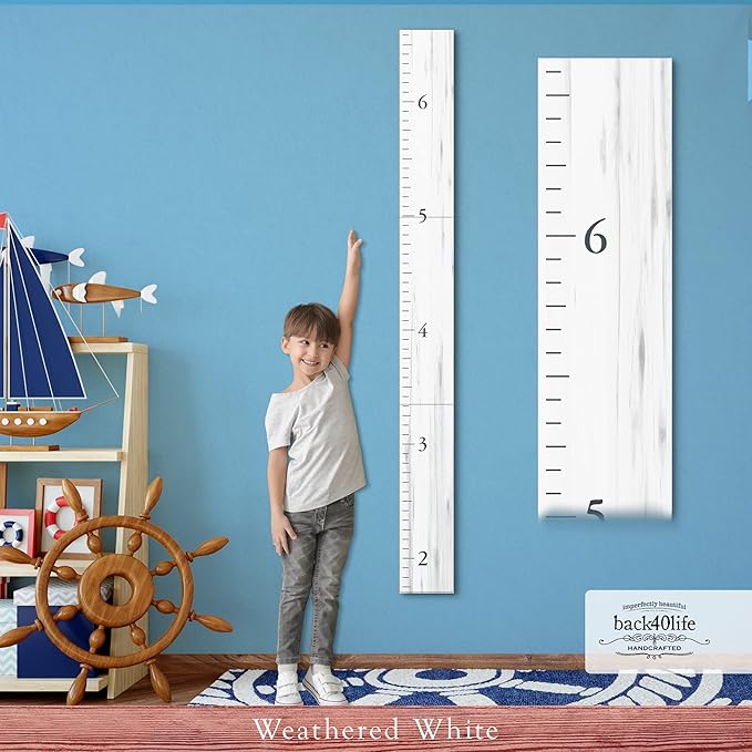 Farmhouse Style Wooden Kids Growth Chart Ruler for Boys and Girls