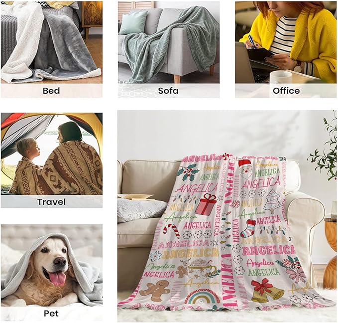 Custom Christmas Blanket | Personalized Holiday Blanket for Boys Girls | Plush Cozy Custom Name Blanket | Christmas Decor Personalized Gifts Name Blanket | 90"x120"-Familys/King Size